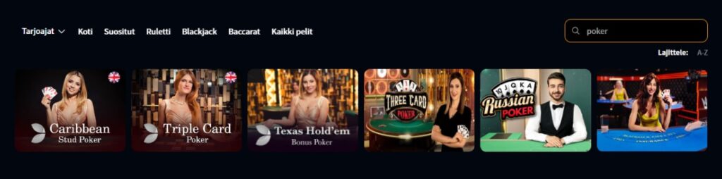 Jet10 casino pokeri pelit